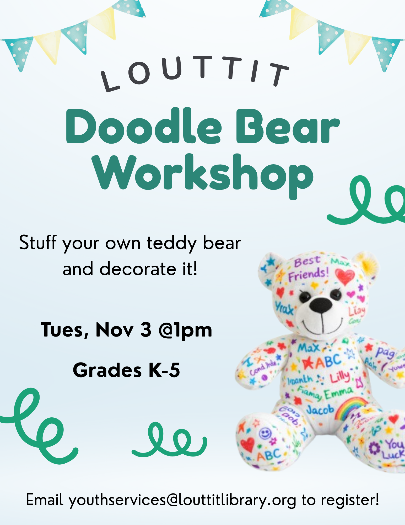 Doodle Bear Workshop, image of stuffed coloring bear