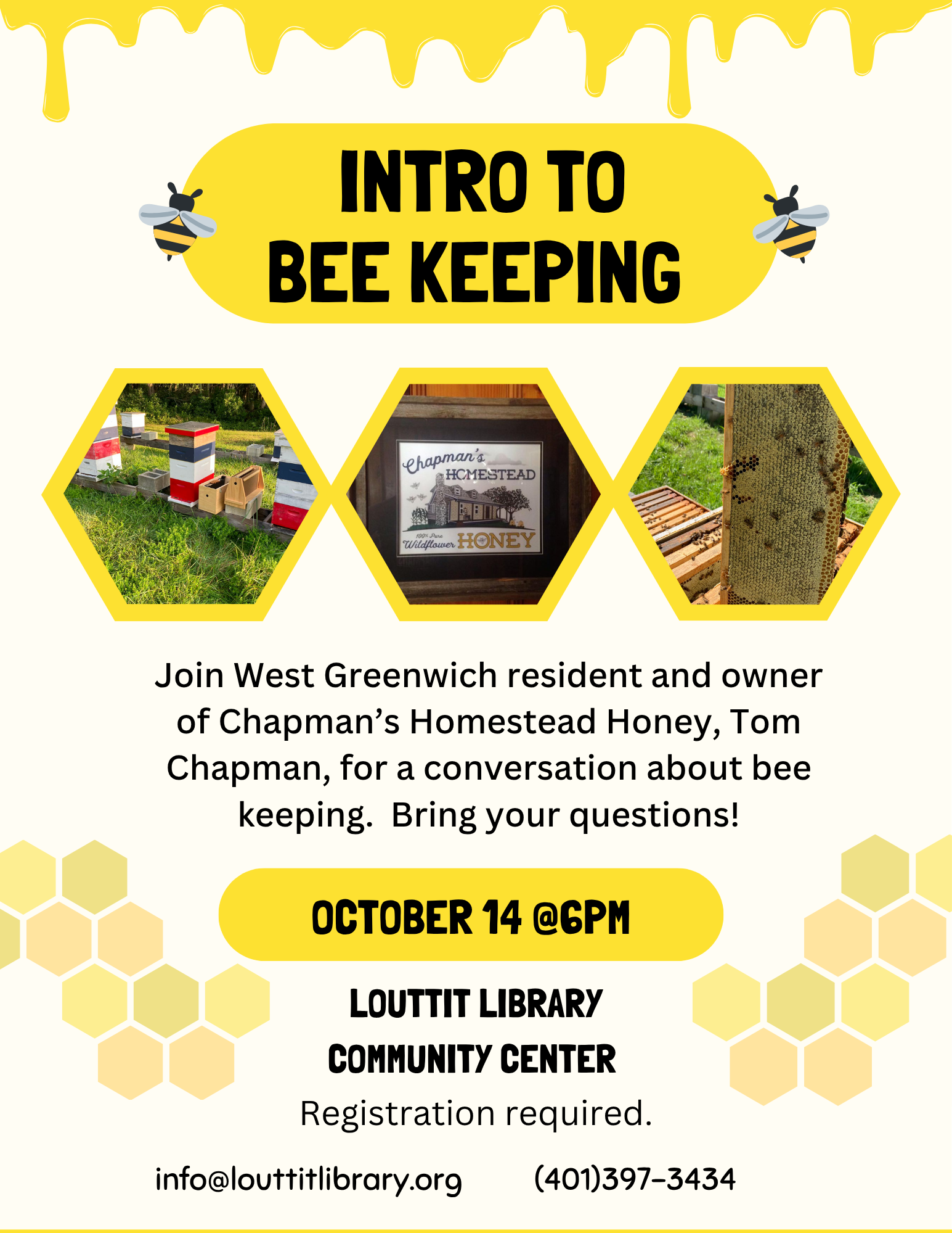 Beekeeping flier, images of Chapman Homestead