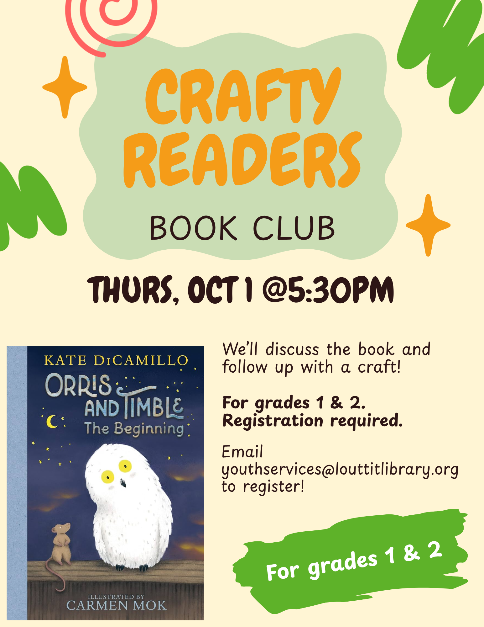 Crafty Readers Book Club, Orris and Timble by Kate DiCamillo
