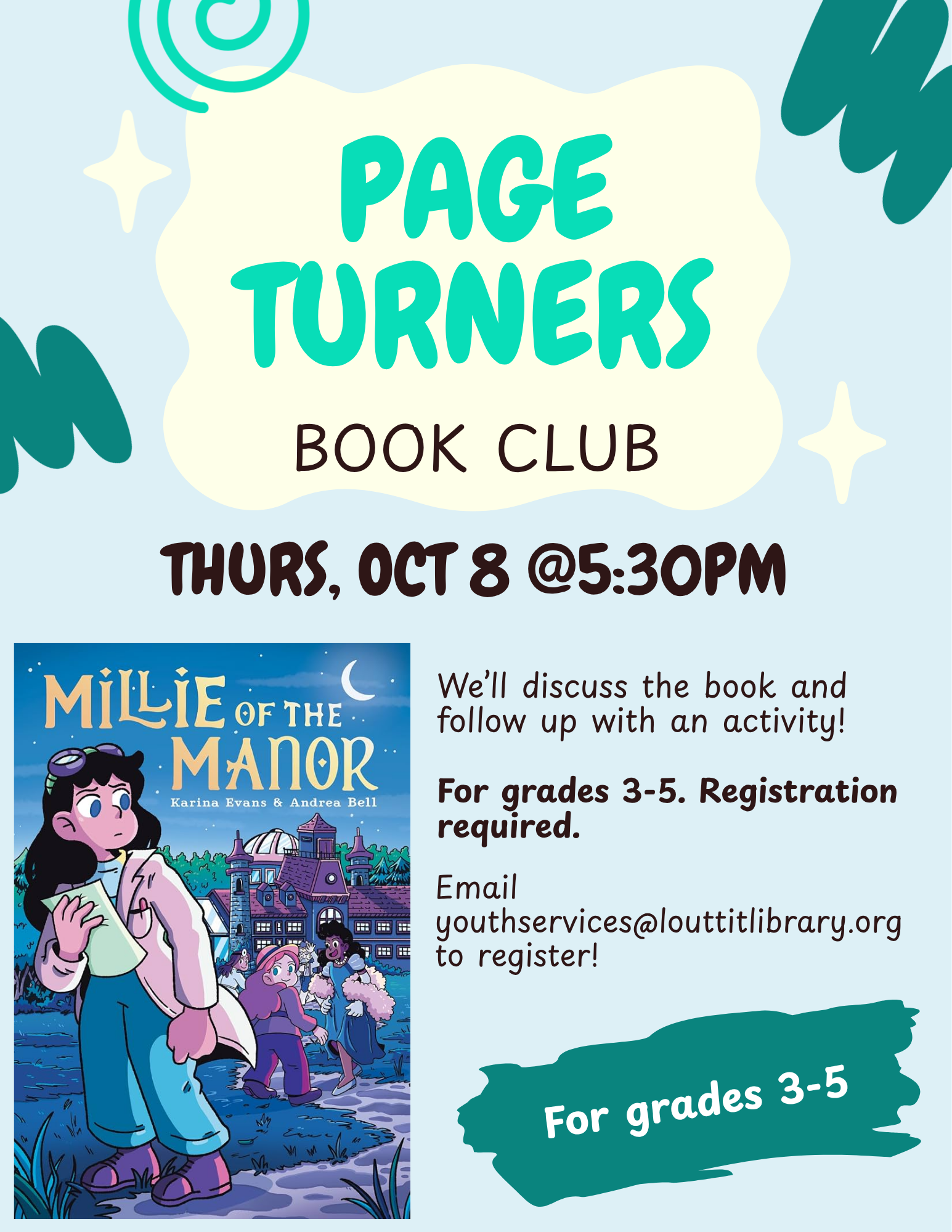 Page Turners Book Club, Millie of the Manor by Karina Evans
