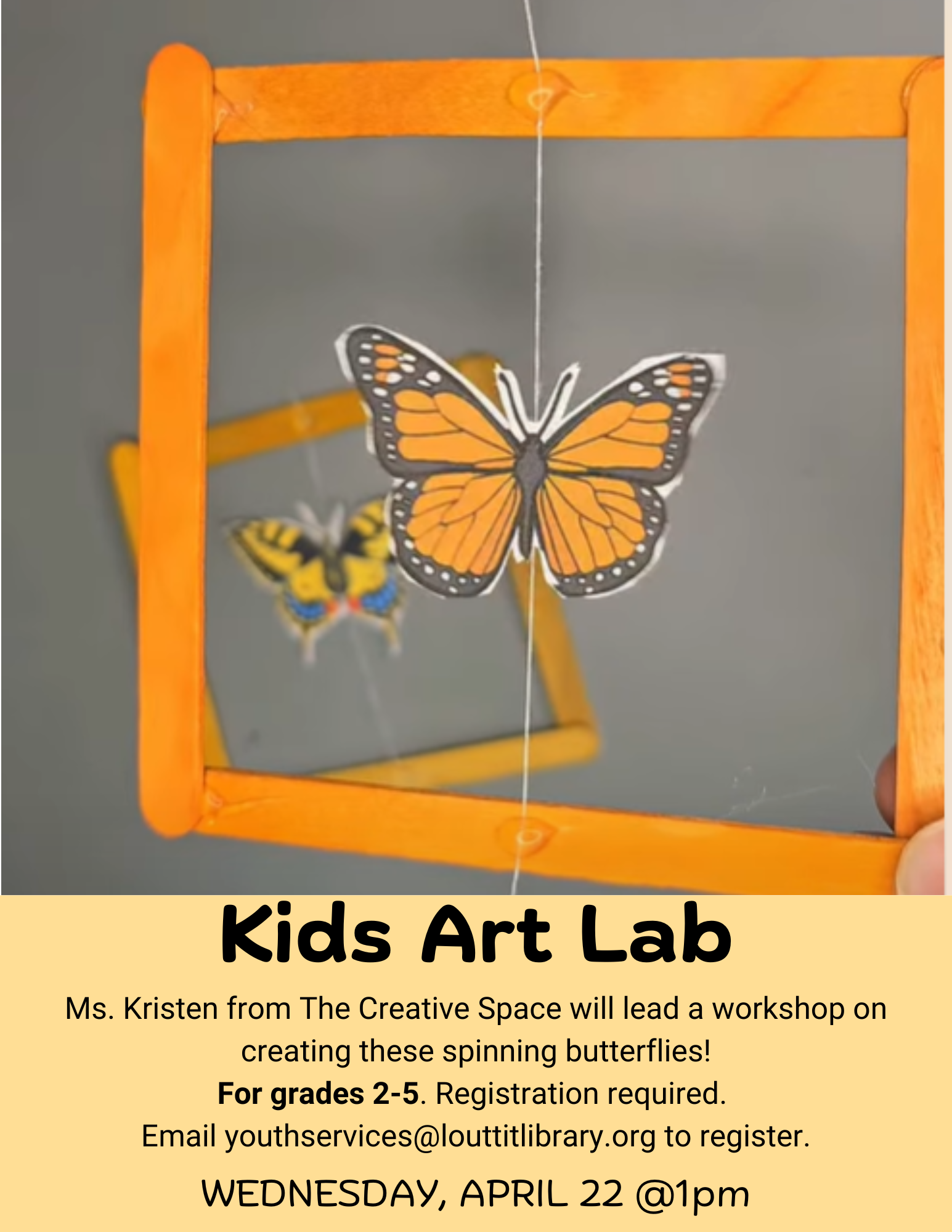 Kids Art Lab, spinning butterfly craft