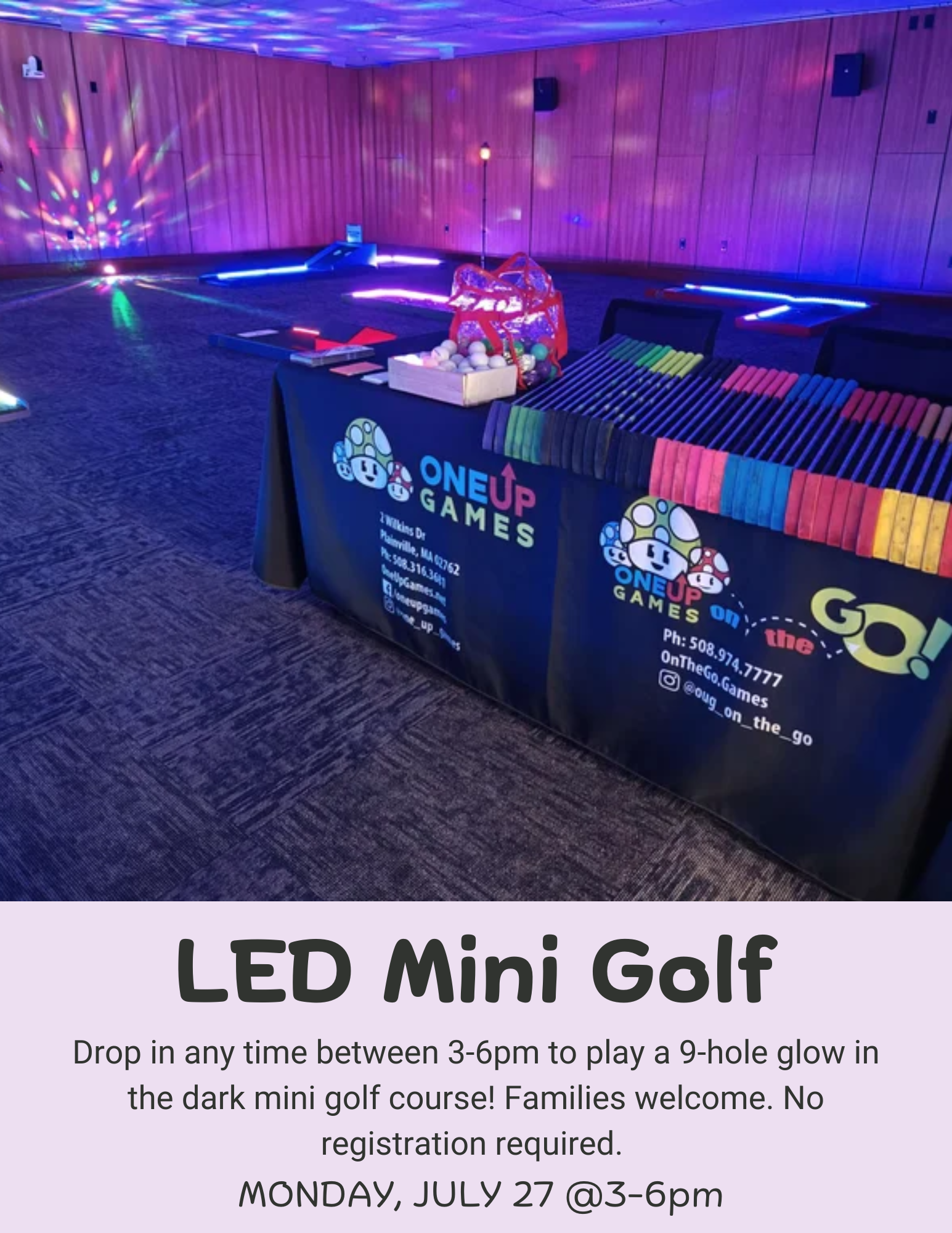 LED Mini Golf flier with course photo