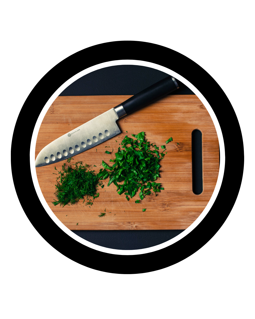 Knife on cutting board