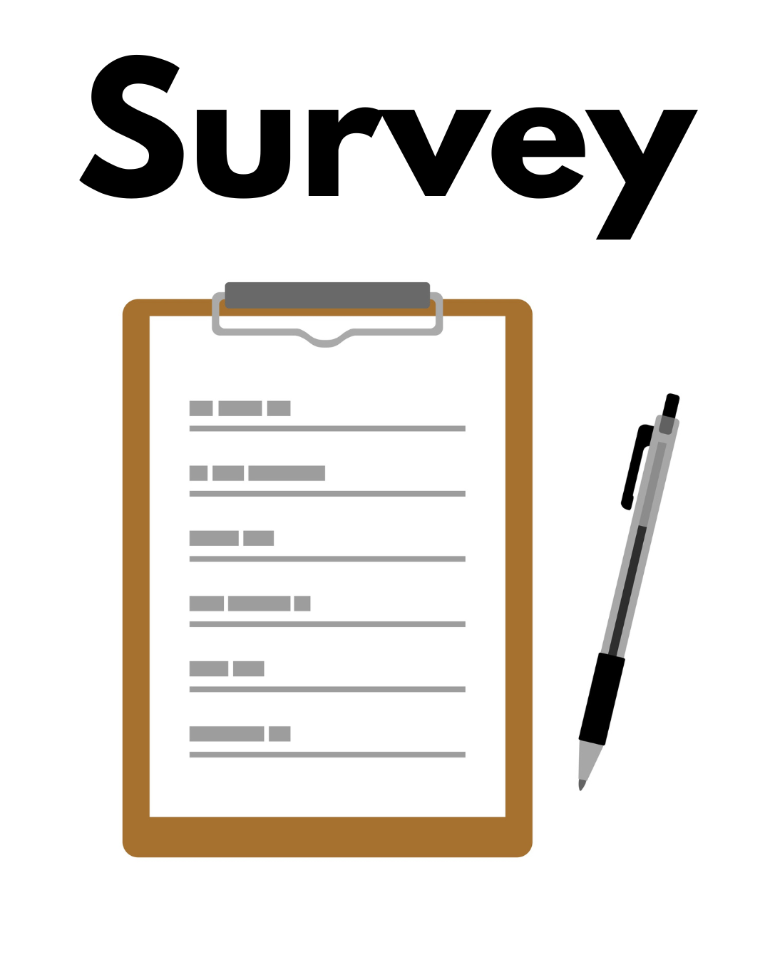 Survey clipboard and pen