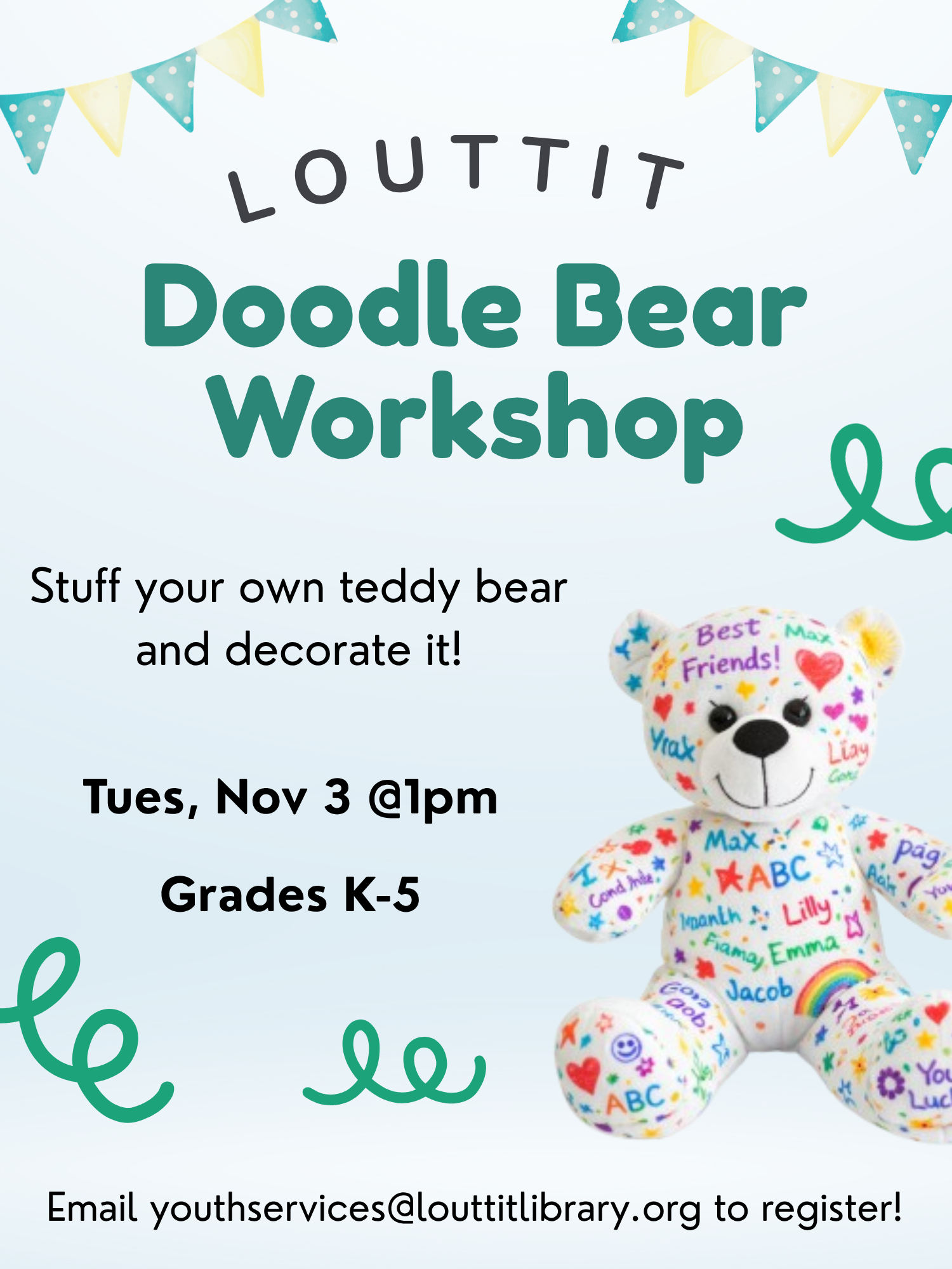 Doodle Bear Workshop, image of stuffed coloring bear