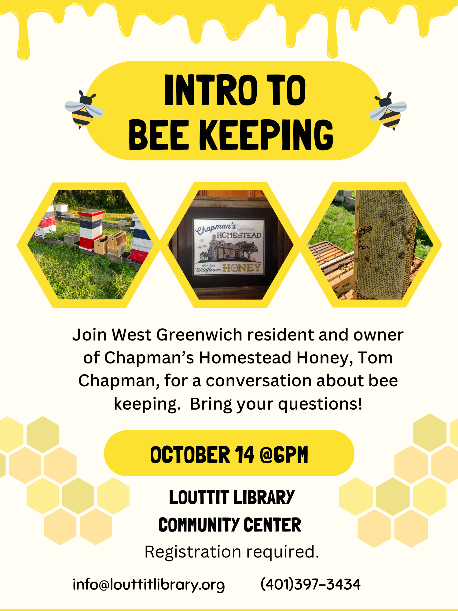 Beekeeping flier, images of Chapman Homestead