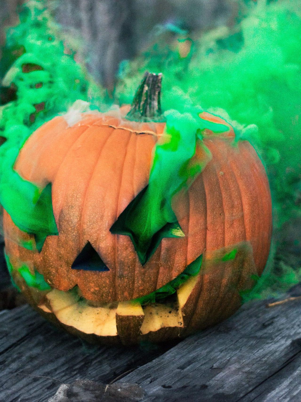 Jack-o'-lantern with green smoke