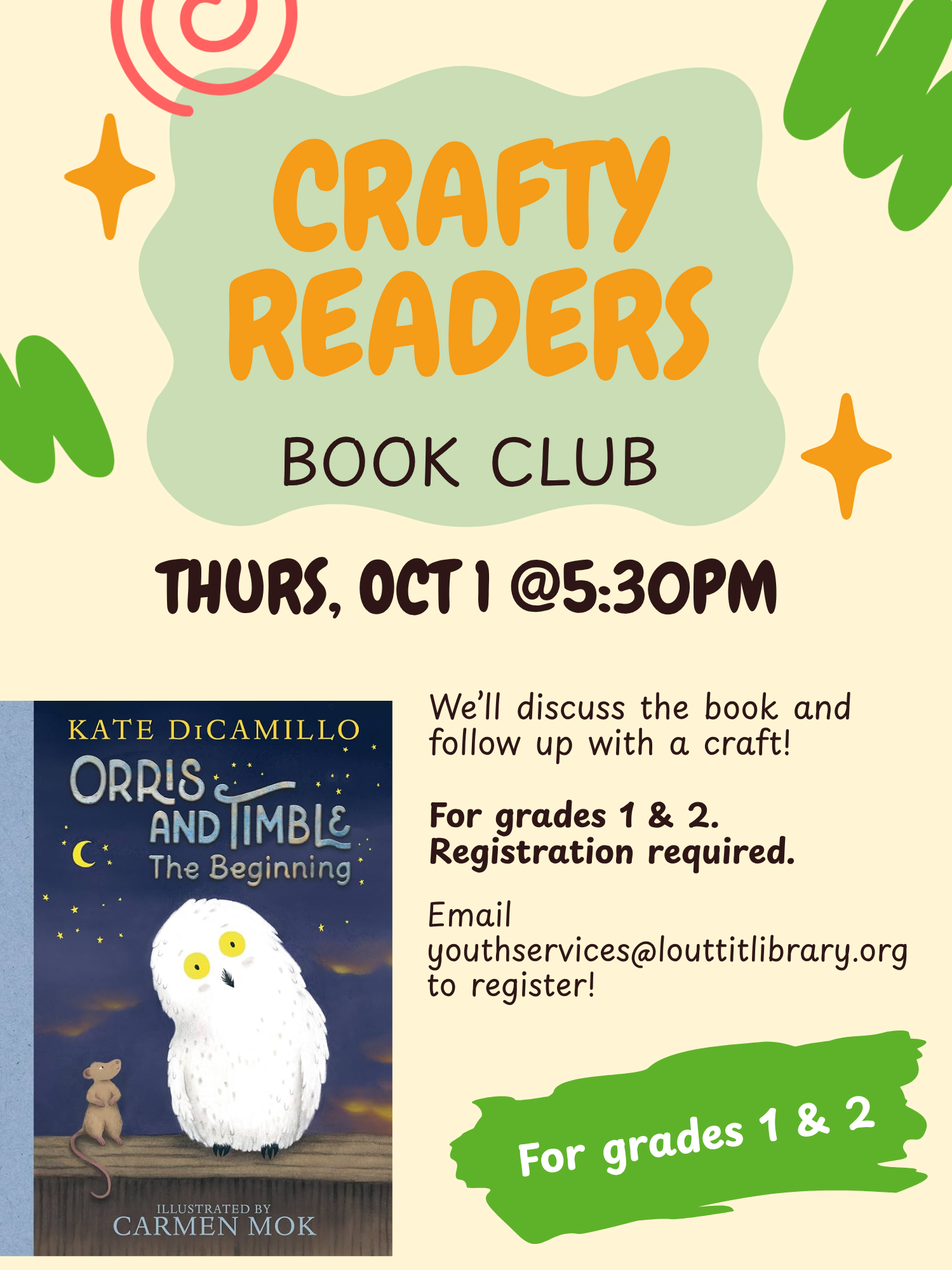 Crafty Readers Book Club, Orris and Timble by Kate DiCamillo