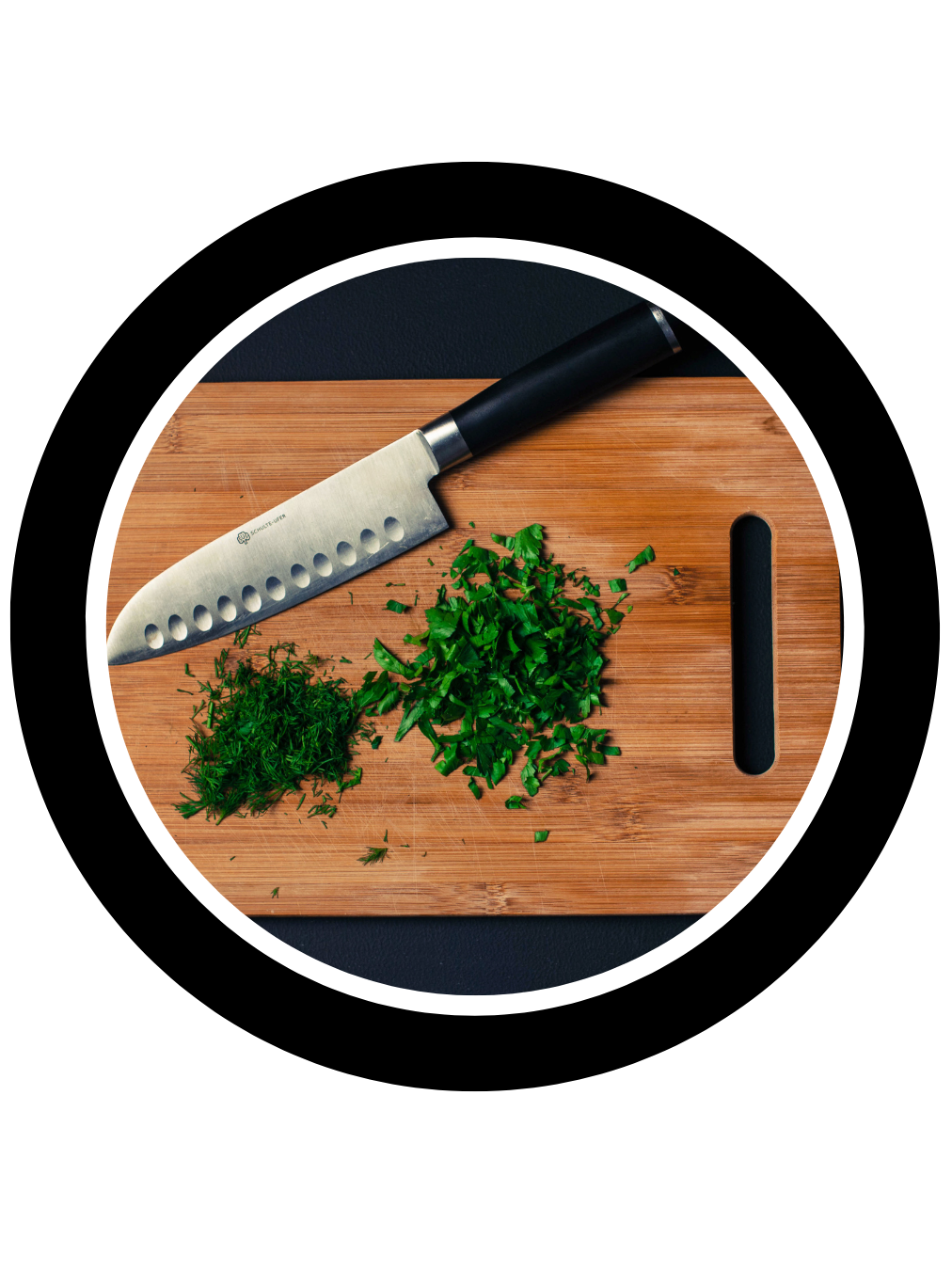 Knife on cutting board