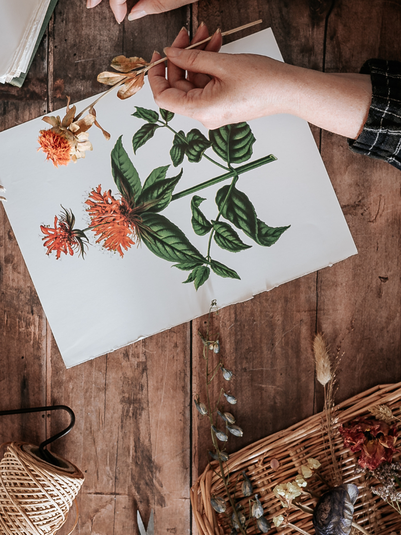 Person making a flower painting