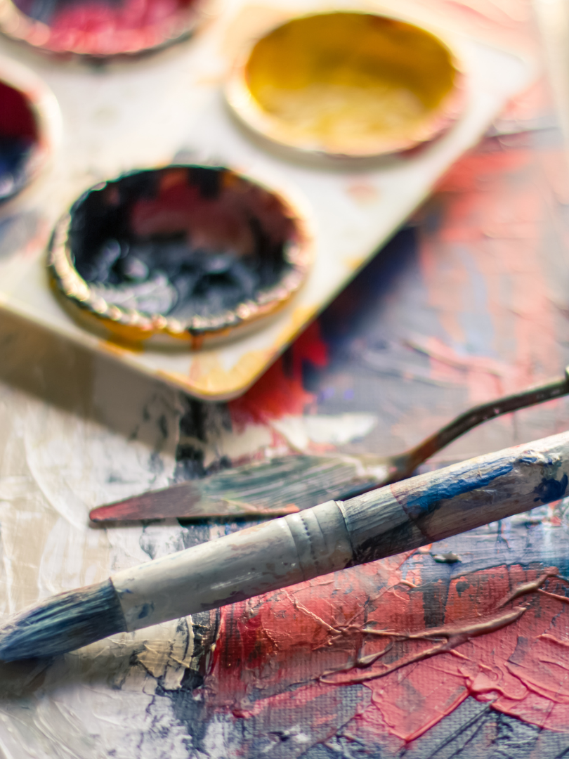 Paint and paintbrushes