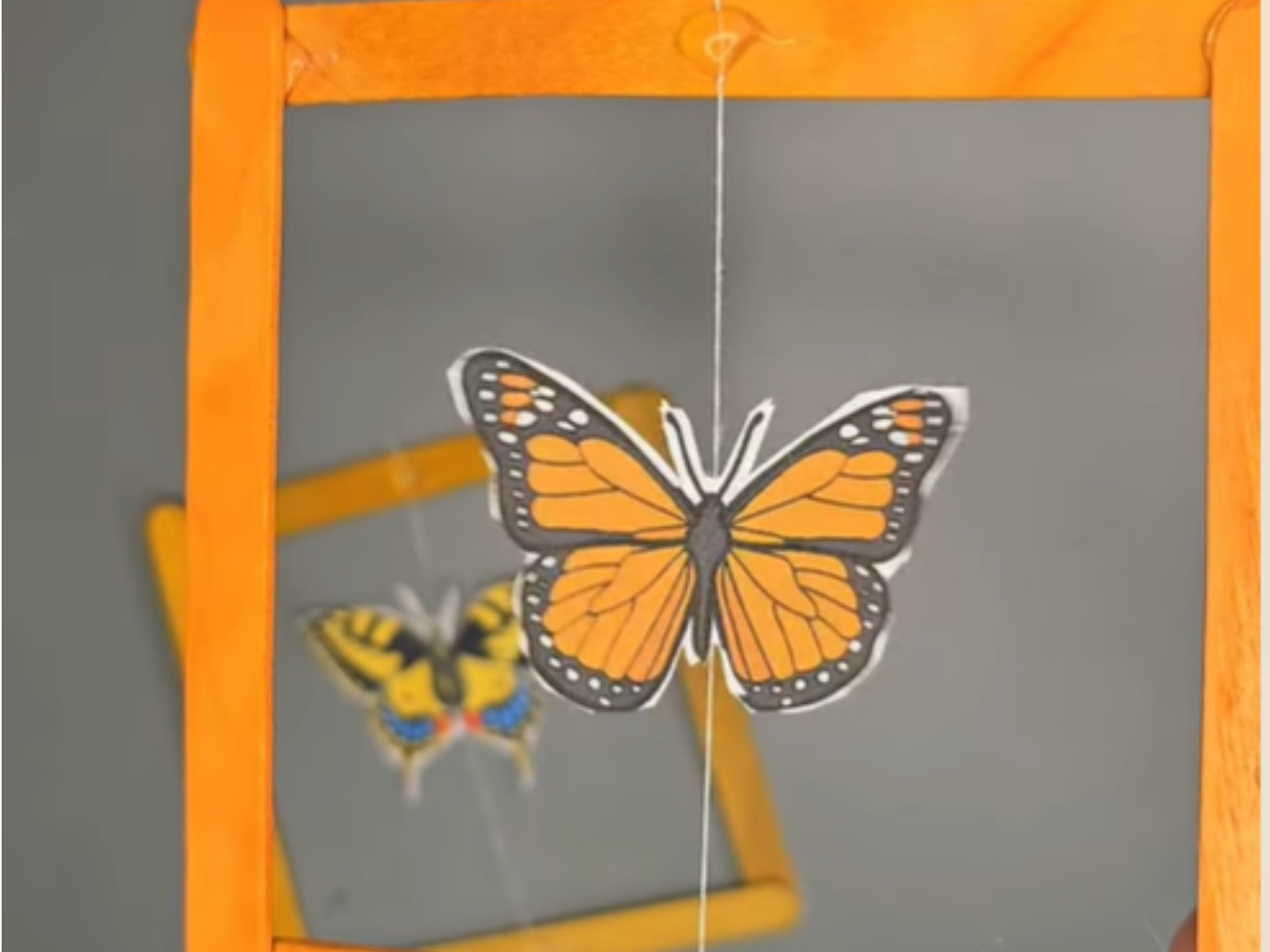 Kids Art Lab flier, orange spinning butterflies