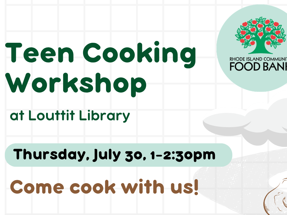 Teen Cooking Workshop flyer with RI Community Food Bank logo