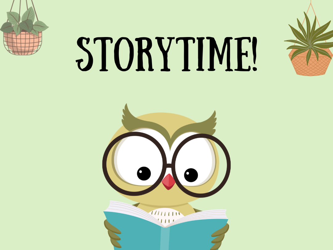 Storytime, owl in glasses reading