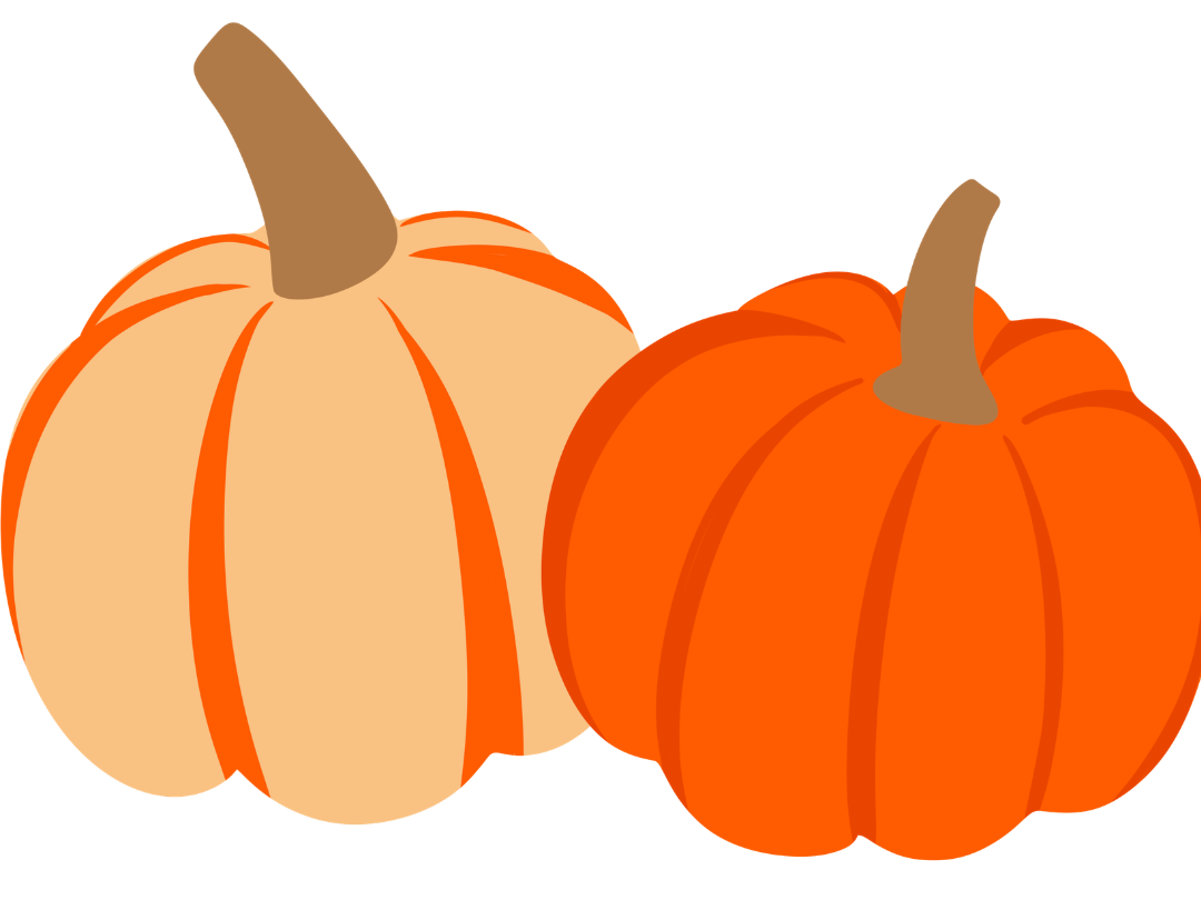 white and orange pumpkin graphics