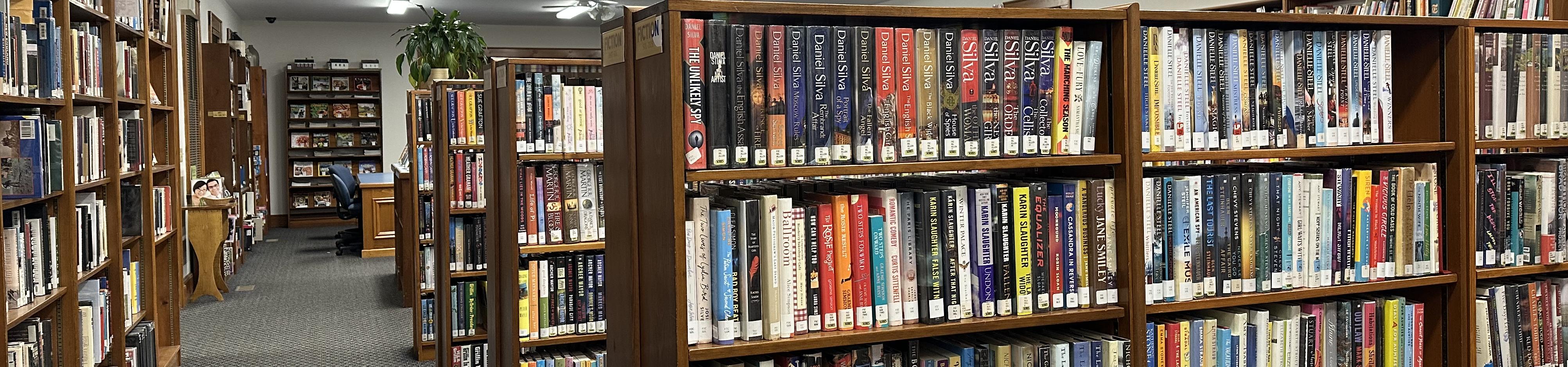 Rows of adult bookshelves